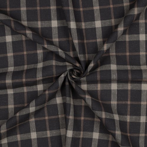 Viskose Leinen - Arthur Check - anthrazit/beige