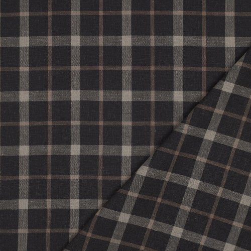 Preview: Viskose Leinen - Arthur Check - anthrazit/beige