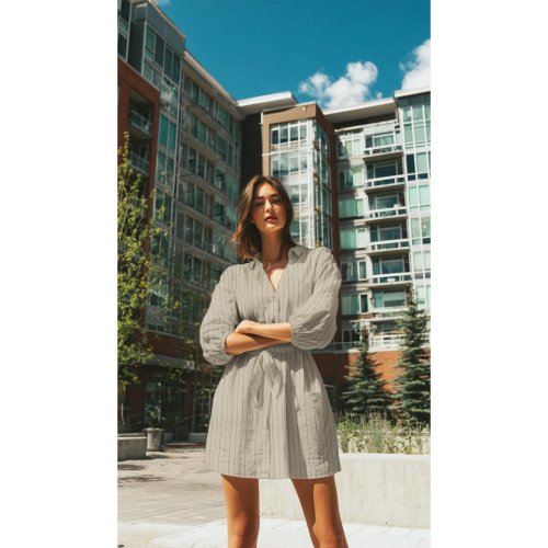 Preview: Viskose Leinen - Tira Streifen - grau lurex/ sand