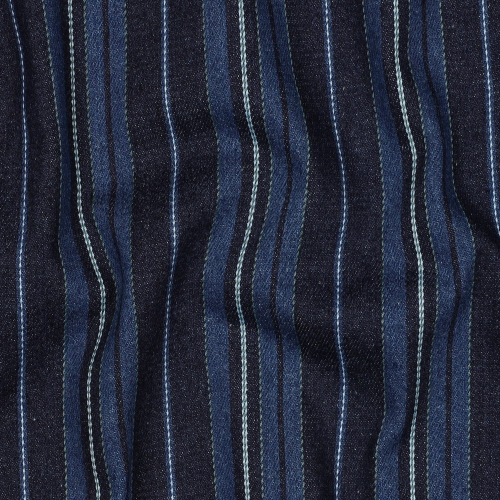 Preview: RESTSTÜCK 1,30m !!! - Denim - Thade Stripes - indigo blau