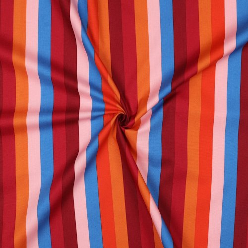 RESTSTÜCK 1,00m !!! - Feine Baumwolle Popeline - Summer Stripe - bordeaux - Nerida Hansen