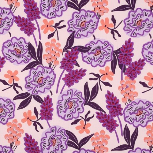 RESTSTÜCK 1m !!! - Feine Baumwoll Popeline - Fresh Flowers - nude lilac - Nerida Hansen