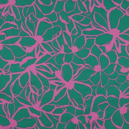 Preview: RESTSTÜCK 1,20m !!! - Baumwoll Satin - Magnolia - dark green - Nerida Hansen