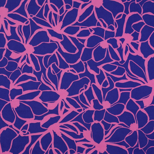 Preview: RESTSTÜCK 1,10m !!! - Baumwoll Satin - Magnolia - royal blue - Nerida Hansen