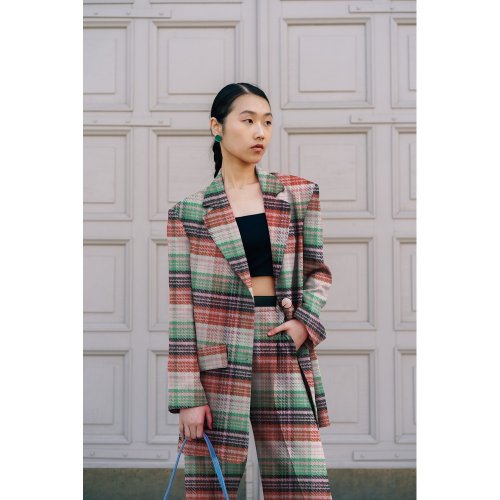 Preview: RESTSTÜCK 0,50m !!! - Mantelstoff - Brushed Checks - rose