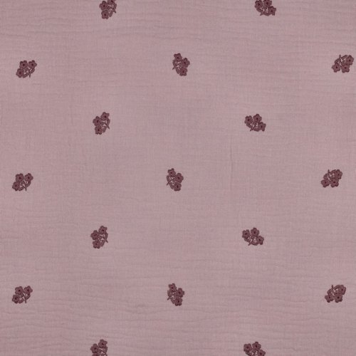 Musselin - Leane Blumen - bestickt - altrosa