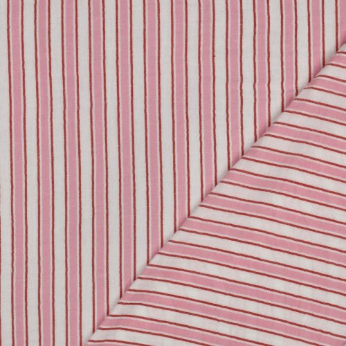 Preview: Musselin - Lucinda Streifen - rosa/weiß/rot