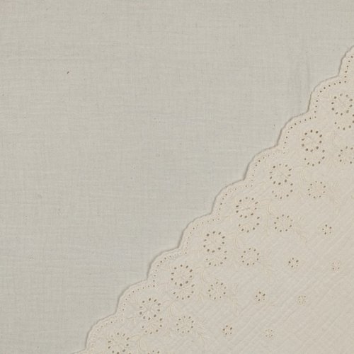 Musselin - Lumira - Stickerei Bordüre - ecru