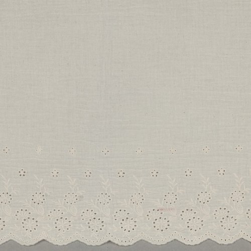 Preview: Musselin - Lumira - Stickerei Bordüre - ecru