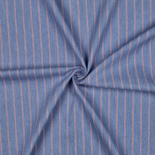 Baumwoll Denim - Small Stripes - light blue