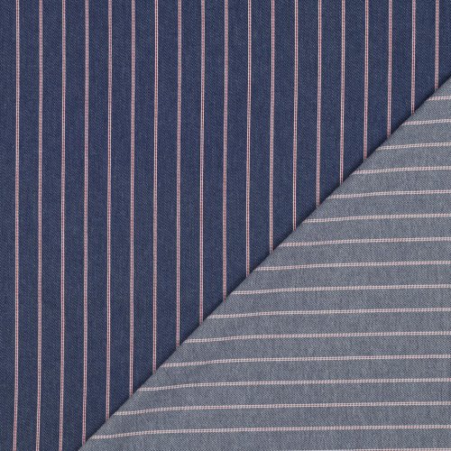 Preview: Baumwoll Denim - Small Stripes - dark blue