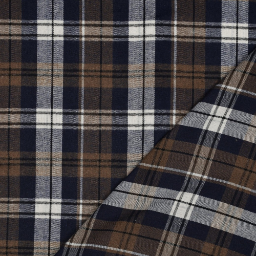 Preview: Flanell - Darvin Karo - braun/dunkelblau
