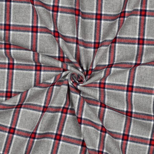Flanell - Jarred Karo - grau/marine/rot