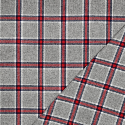 Flanell - Jarred Karo - grau/marine/rot