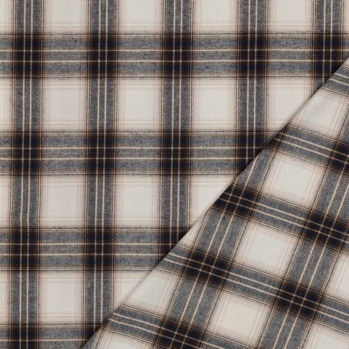Preview: Flanell - Claude Karo - sand/blau/braun
