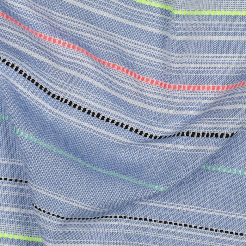 Preview: Baumwollgemisch - Valida Streifen - denim/neon