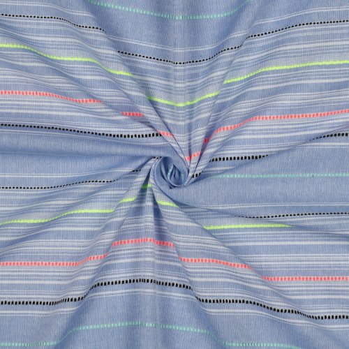 Baumwollgemisch - Valida Streifen - denim/neon