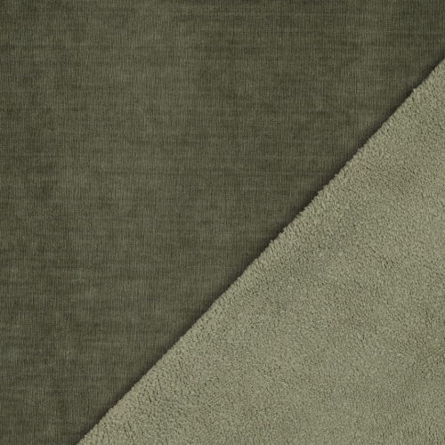 Preview: Doubleface Verlours Sherpa/Teddy - uni - khaki