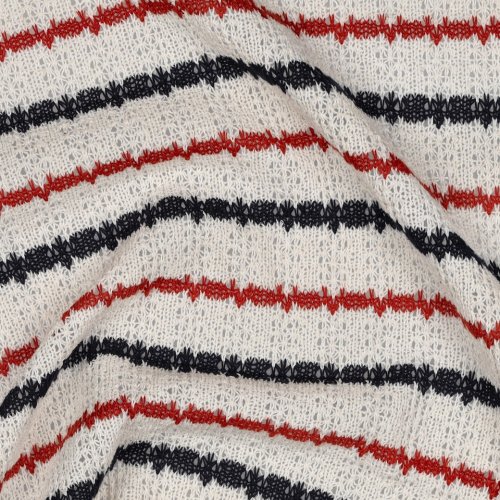 Sommerstrick - Selene Streifen - ecru/marine/rost