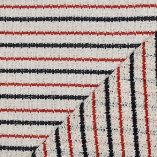 Sommerstrick - Selene Streifen - ecru/marine/rost