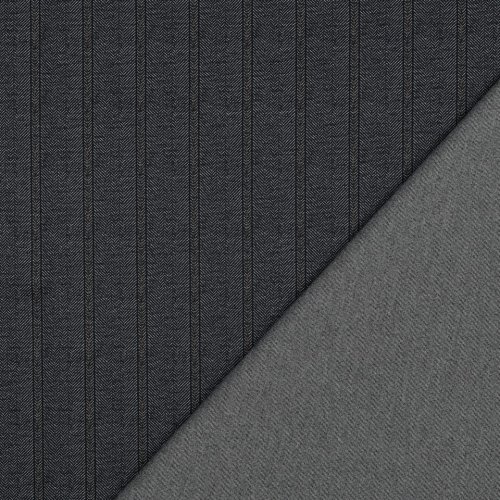 Preview: Viskose Jersey Punta - Herringbone - blaugrau/senf