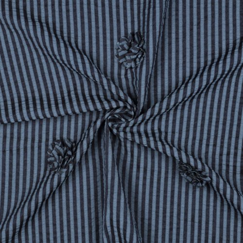 Crinkle Viskosegemisch - 3D Blumen - dunkelblau/denim