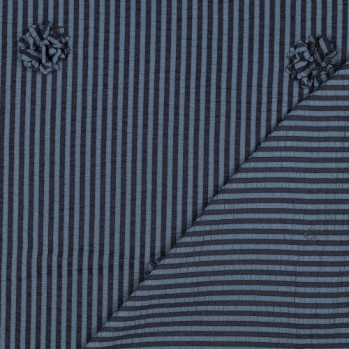 Preview: Crinkle Viskosegemisch - 3D Blumen - dunkelblau/denim