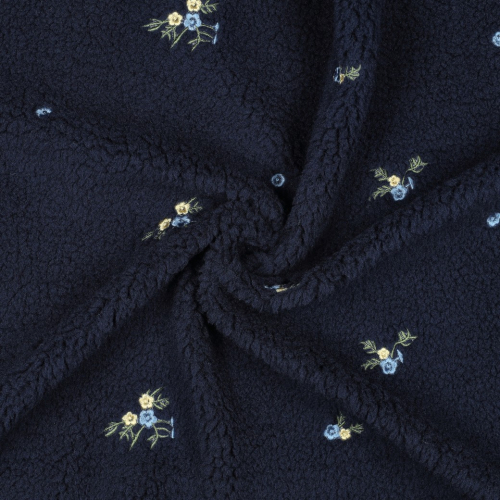 Teddy Plüsch - bestickt - Holda Flower - navy