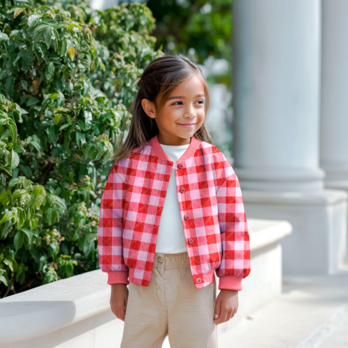 Preview: Steppstoff - Jackenstepper - Hermi Check - red/rose