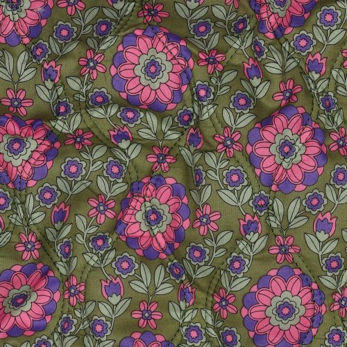 Preview: Baumwoll Stepper - Blossom Lines - khaki/lila/fuchsia