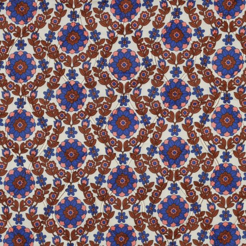 Baumwoll Stepper - Blossom Lines - ecru/blau/braun