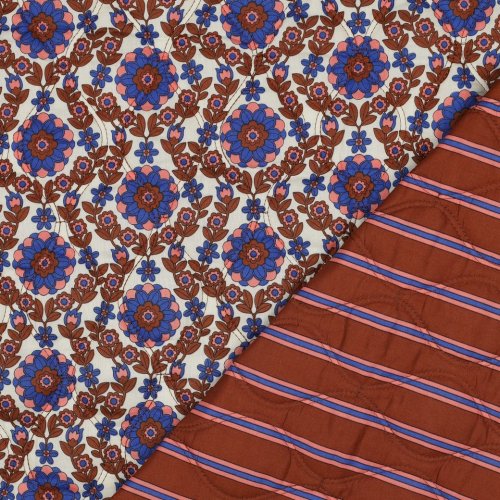 Baumwoll Stepper - Blossom Lines - ecru/blau/braun