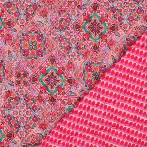 Doubleface Baumwollstepper - Nehama - rosa/orange