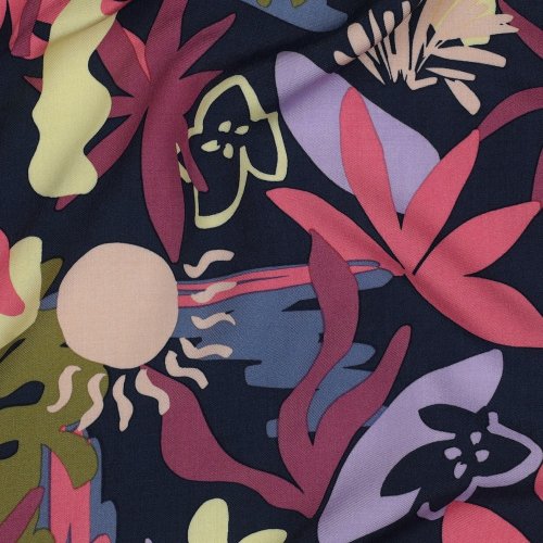 Preview: Viskose mit LENZING™ ECOVERO™ Fasern - Bloomfield - navy/mauve/gelb