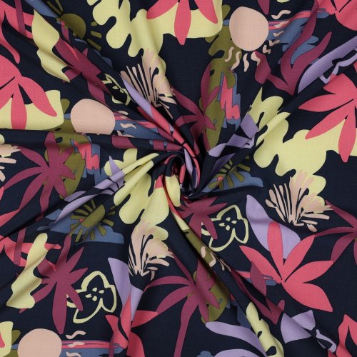 Viskose mit LENZING™ ECOVERO™ Fasern - Bloomfield - navy/mauve/gelb