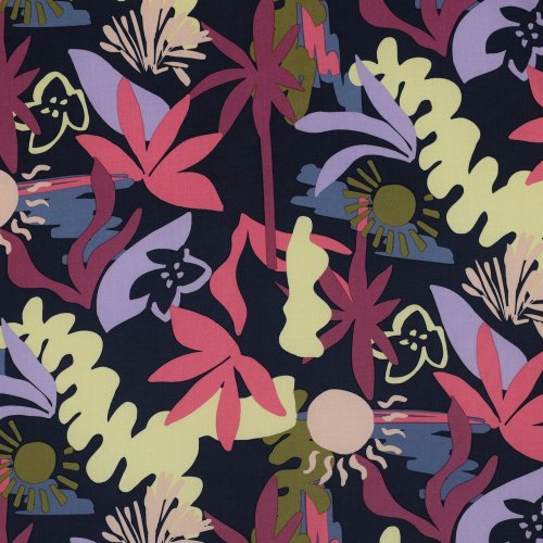 Viskose mit LENZING™ ECOVERO™ Fasern - Bloomfield - navy/mauve/gelb