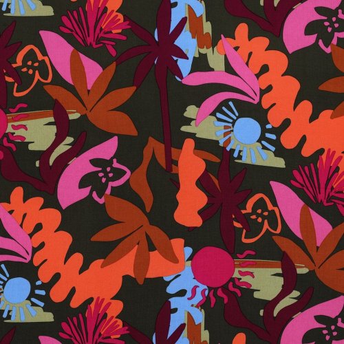 Viskose mit LENZING™ ECOVERO™ Fasern - Bloomfield - khaki/fuchsia/orange