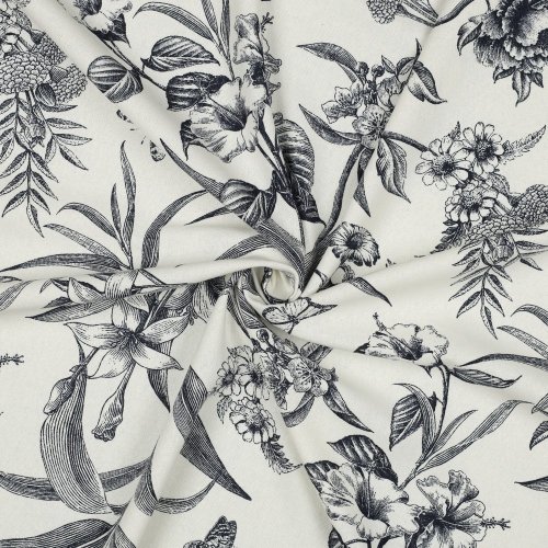 Viskose Leinen - Elowen - ecru/navy