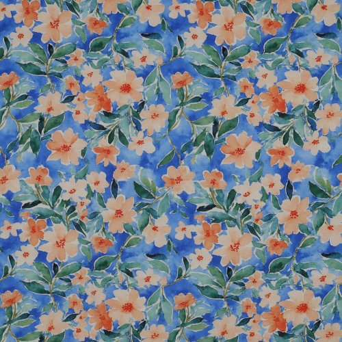 Viskose - Nila Flowers - blue/orange