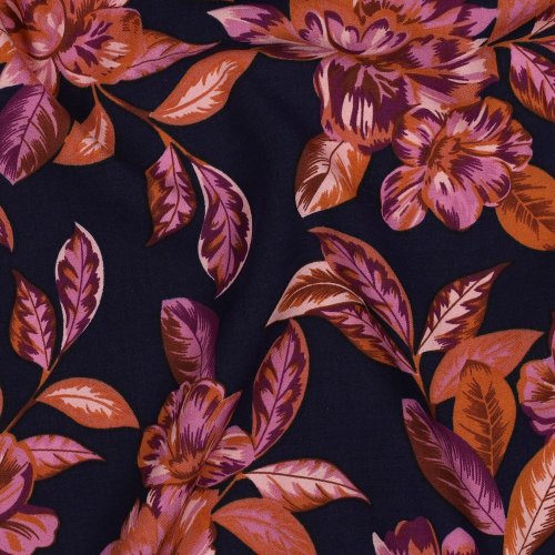 Preview: Viskosestretch - Maison Fleur - navy/rost/rosa