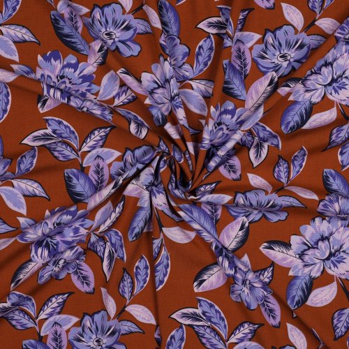 RESTSTÜCK 1,90m !!! - Viskosestretch - Maison Fleur - rost/blau/flieder