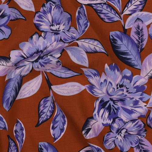 Preview: RESTSTÜCK 1,90m !!! - Viskosestretch - Maison Fleur - rost/blau/flieder