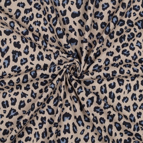 Preview: Viskose Leinen - Lando Leo - beige/blau/hellblau