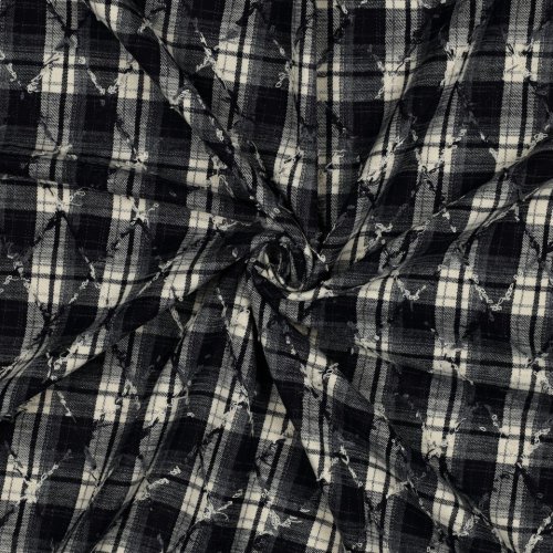 Light Denim Twill - Tangle Check - marine/ecru