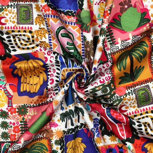Baumwoll Satin - matt - Wild Patchwork - multicolor