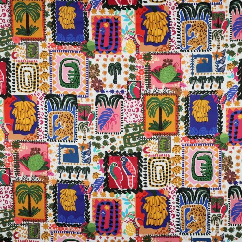 Baumwoll Satin - matt - Wild Patchwork - multicolor