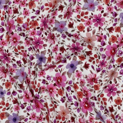 Jersey - Big Fiora Flowers - lila/fuchsia/rost/ecru