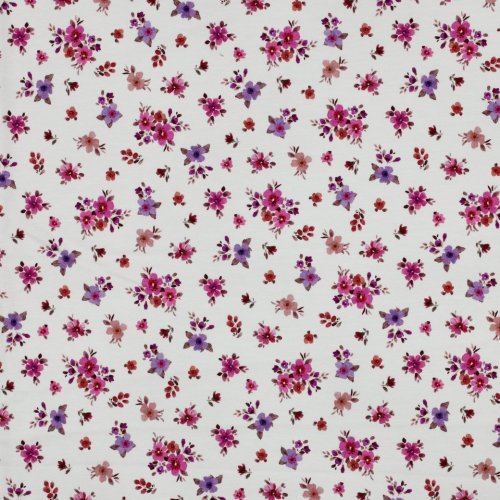 Jersey - Small Valeria Flowers - lila/fuchsia/rost/ecru
