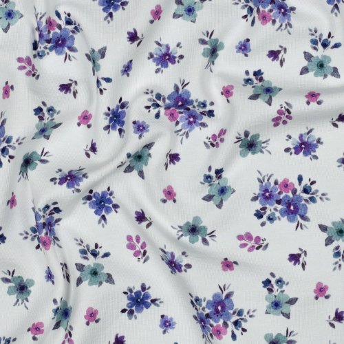 Jersey - Small Valeria Flowers - mint/lila/rosa/ecru