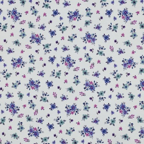 Jersey - Small Valeria Flowers - mint/lila/rosa/ecru